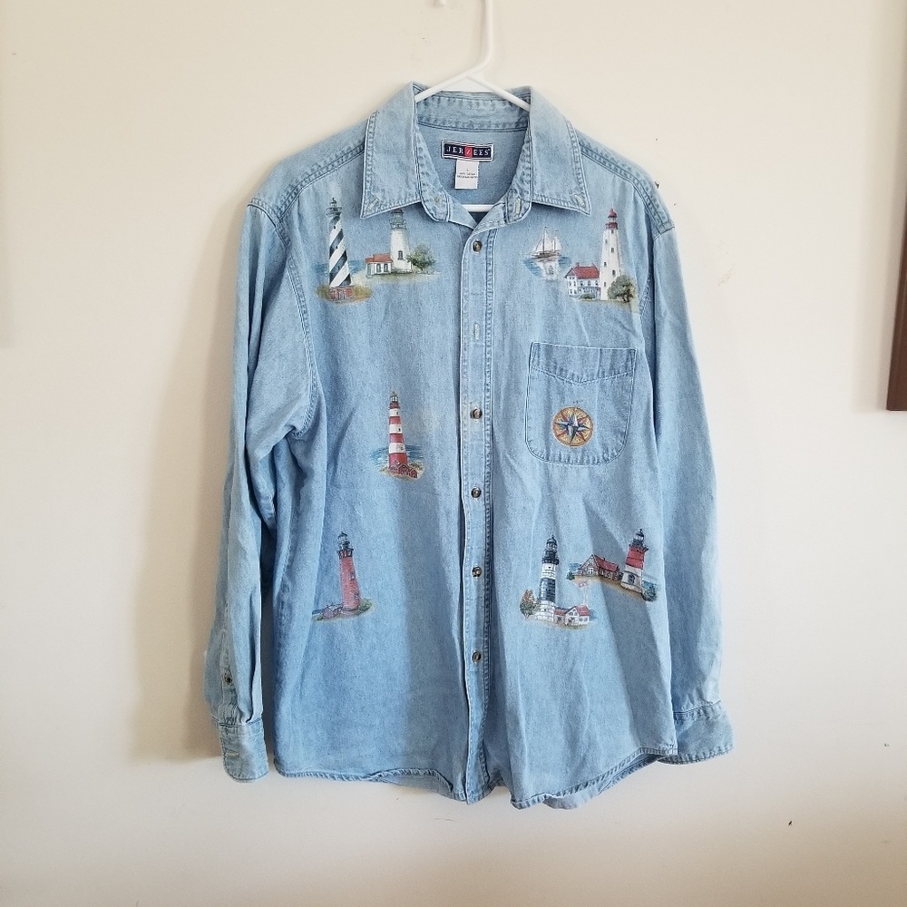🔥 3 for $15- Jerzees Denim with Lighthouses